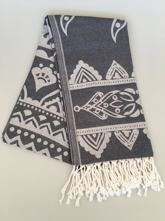 Турецкое жаккардовое полотенце Пештемаль Priene (300г / 400г)